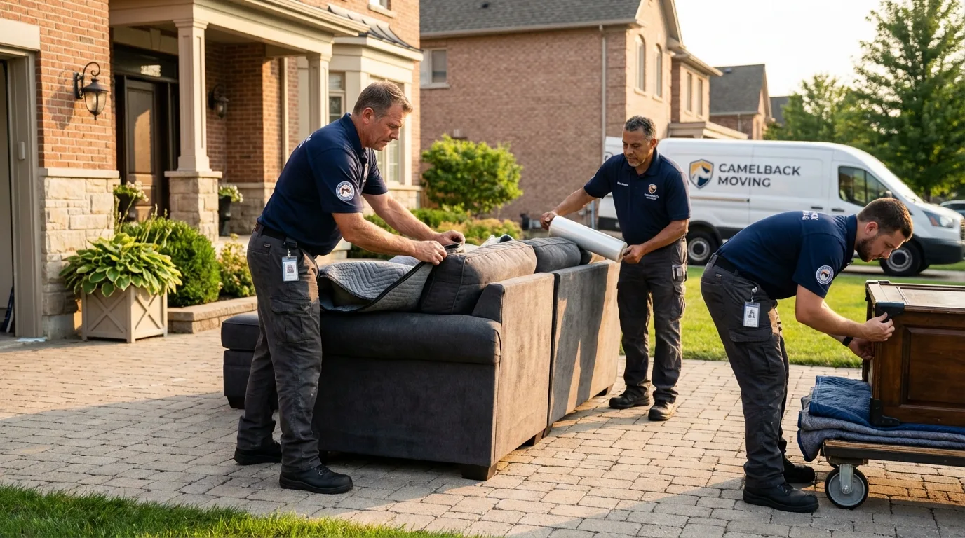 Large estate moving crew wrapping furniture in Teutopolis, IL
